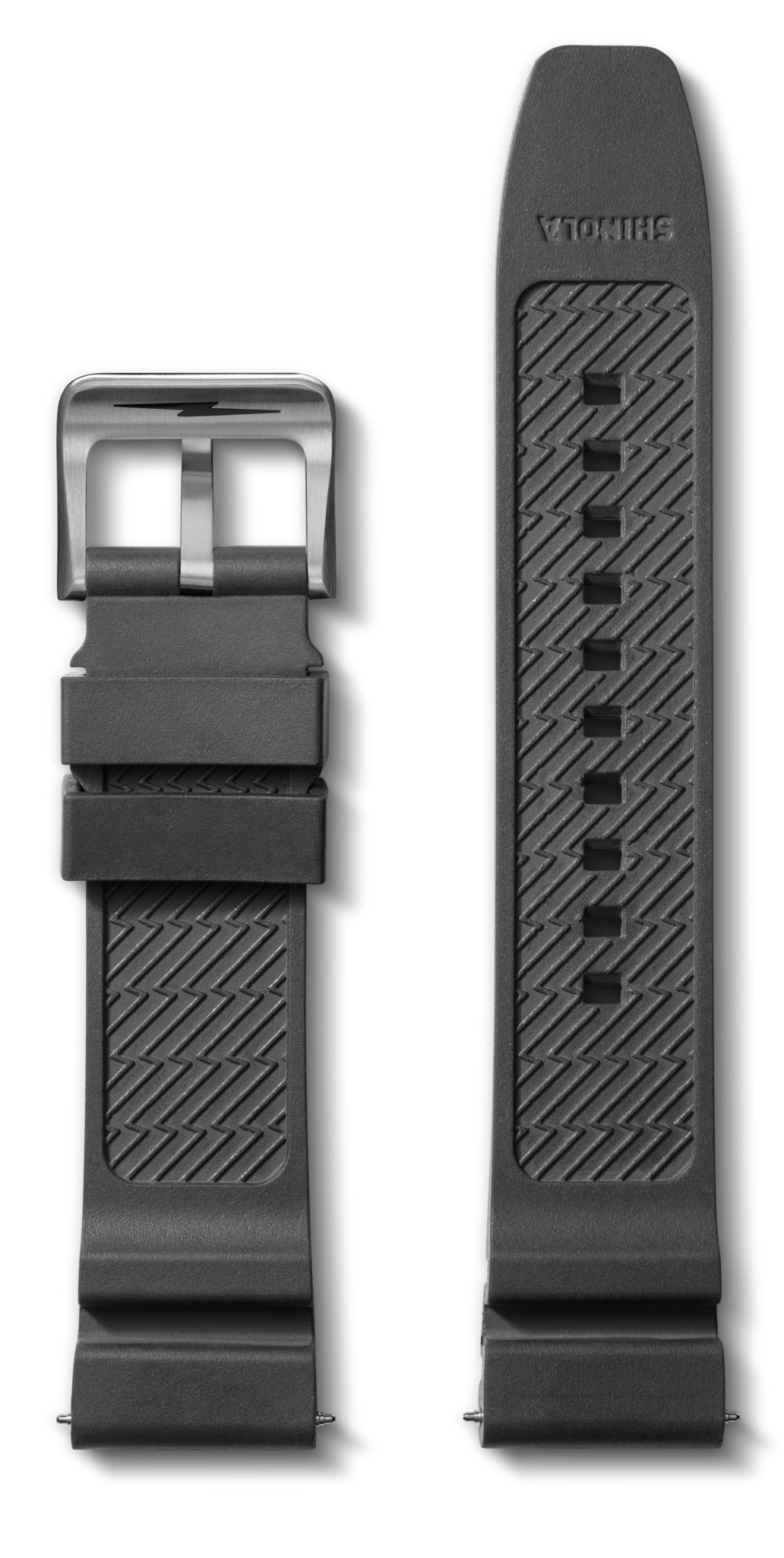 22mm Black Expandable Dive Rubber Watch Strap - Black