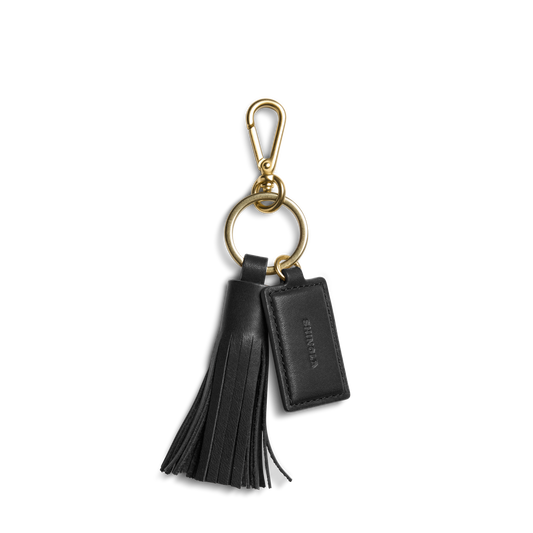 Leather Tassel Keychain - Black