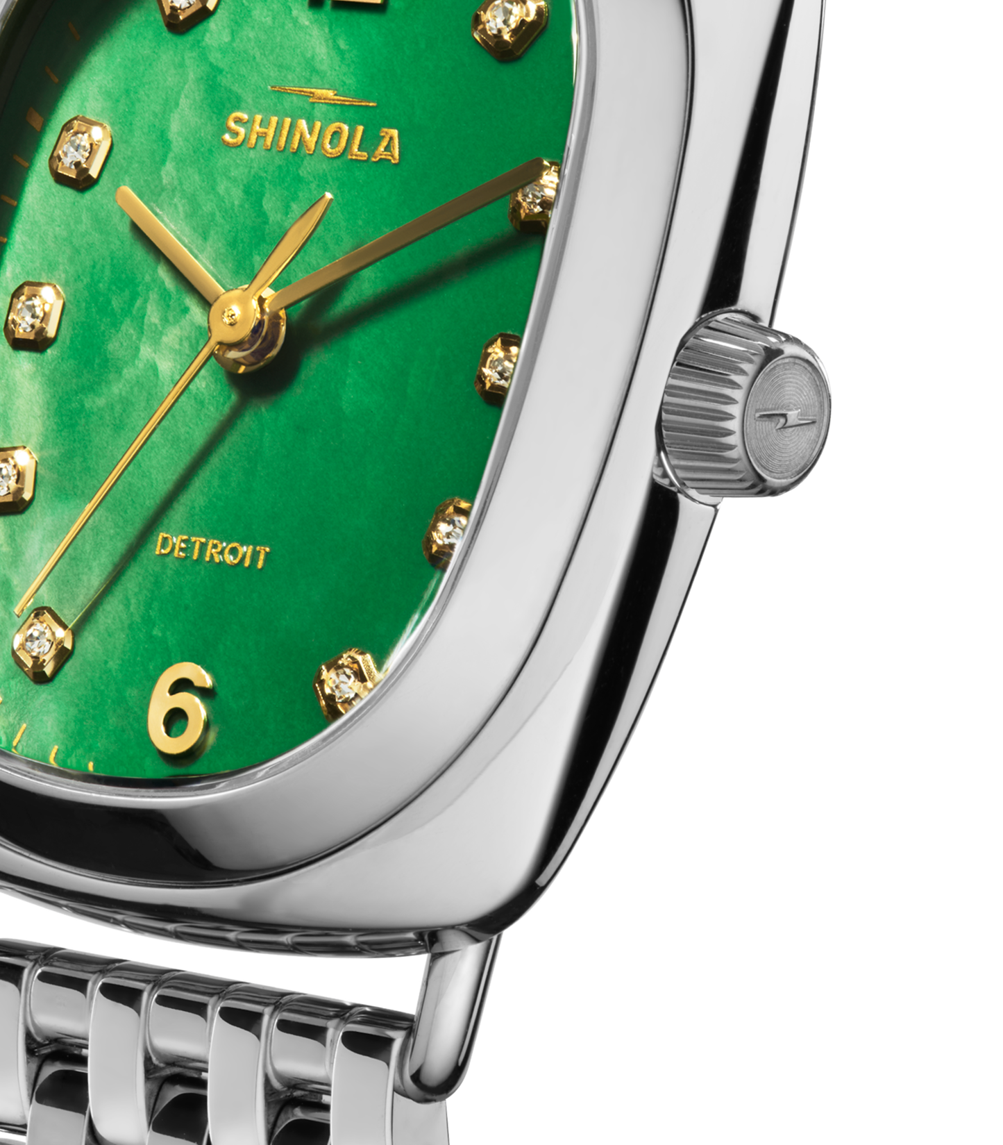 Diamond Bixby Watch - Green Mother Of Pearl