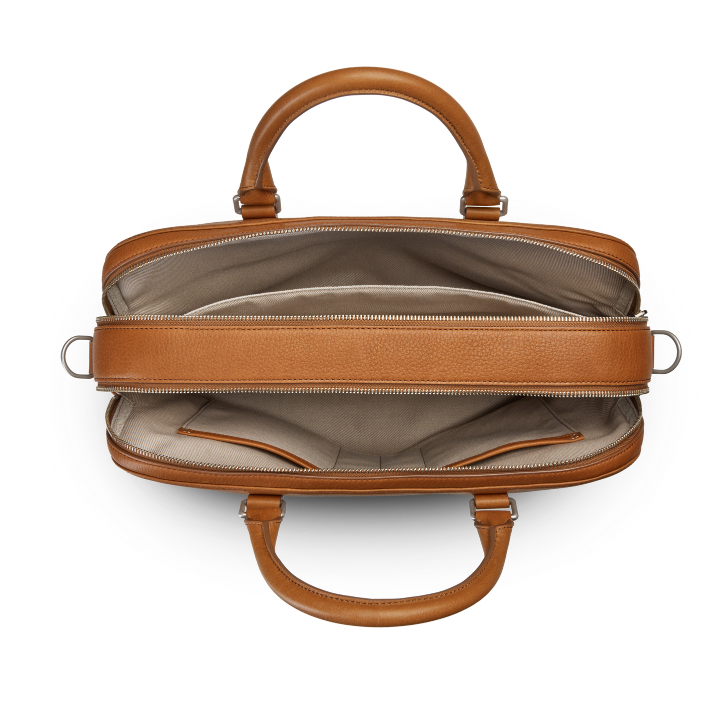 Double Zip Briefcase - Tan