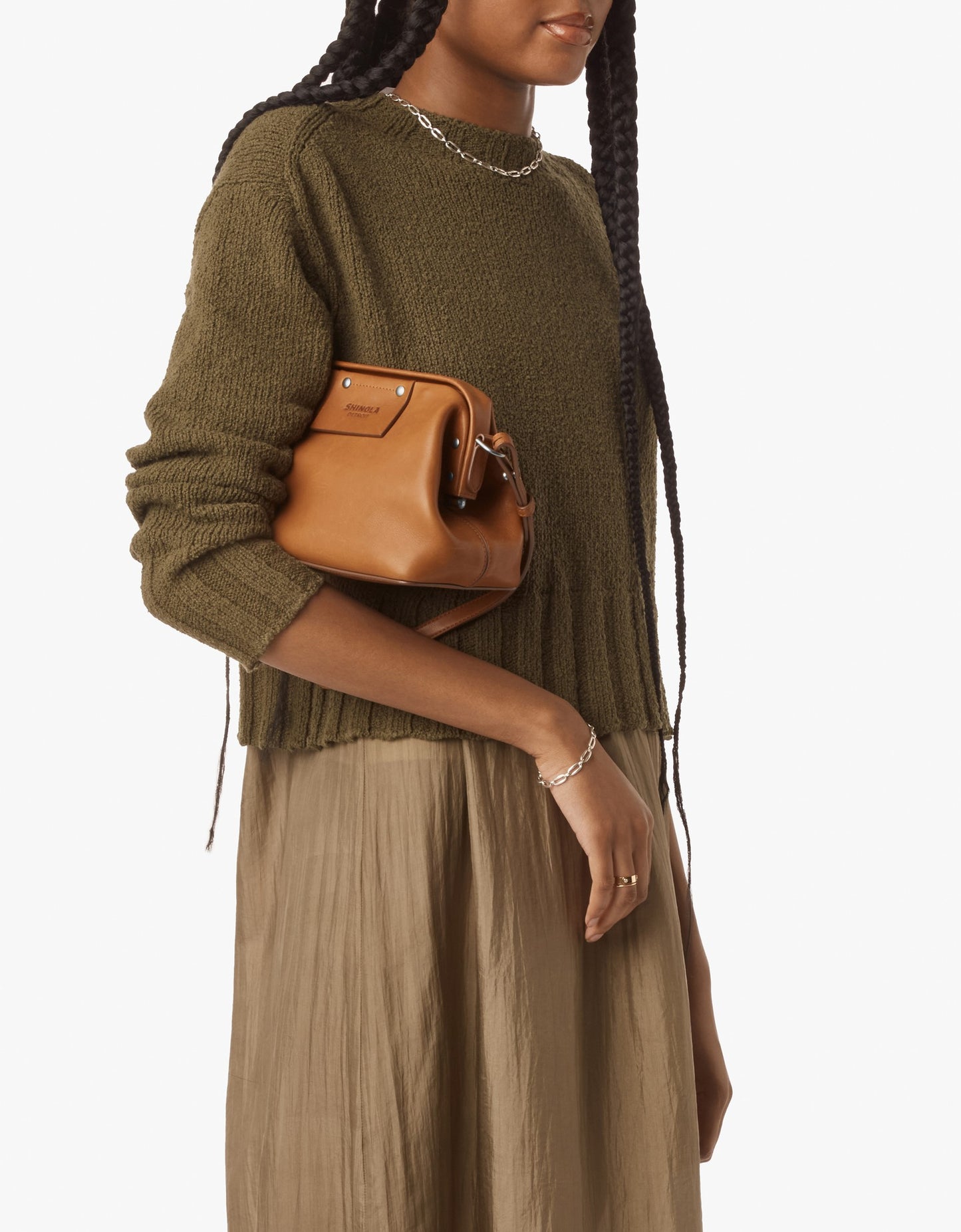 Rivet Frame Shoulder Bag - Tan