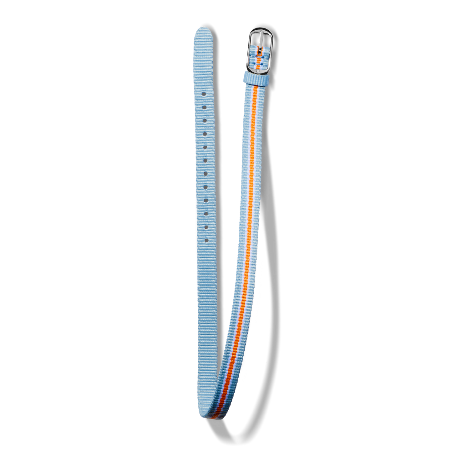 10mm Light Blue/White/Orange Nylon Watch Strap - Bourbon / Ochre / Black