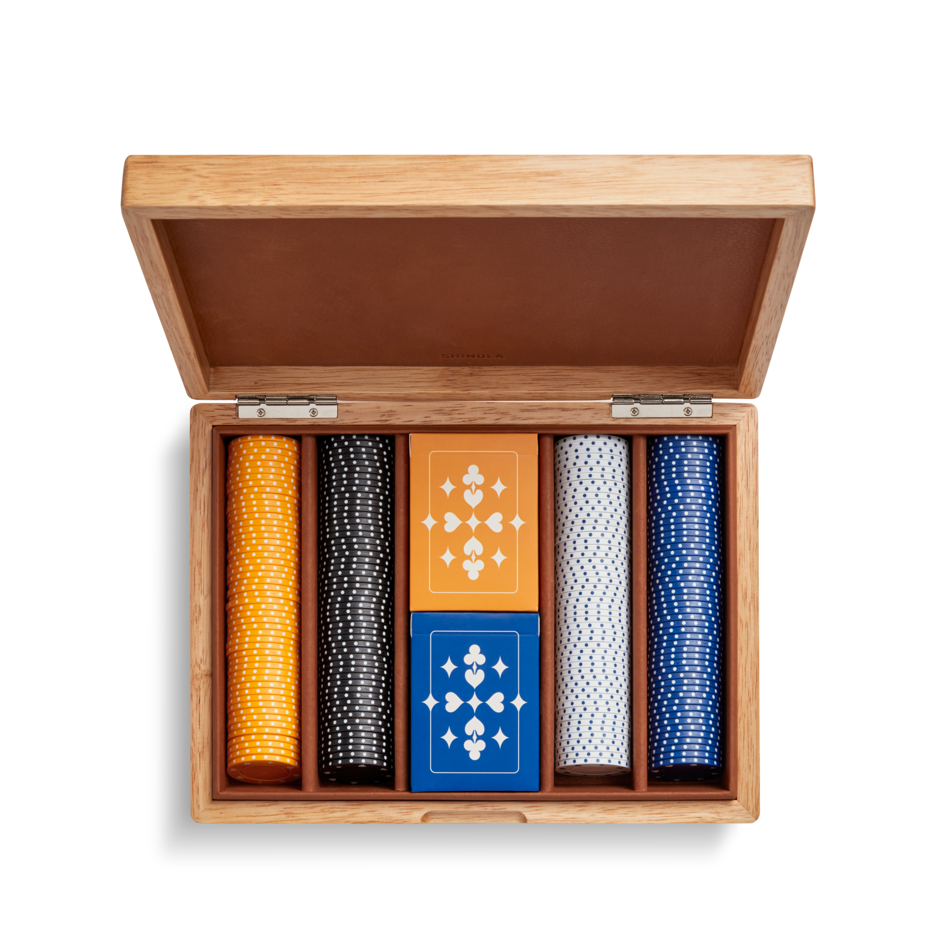Lacquered Wood Poker Set - Cream / Blue
