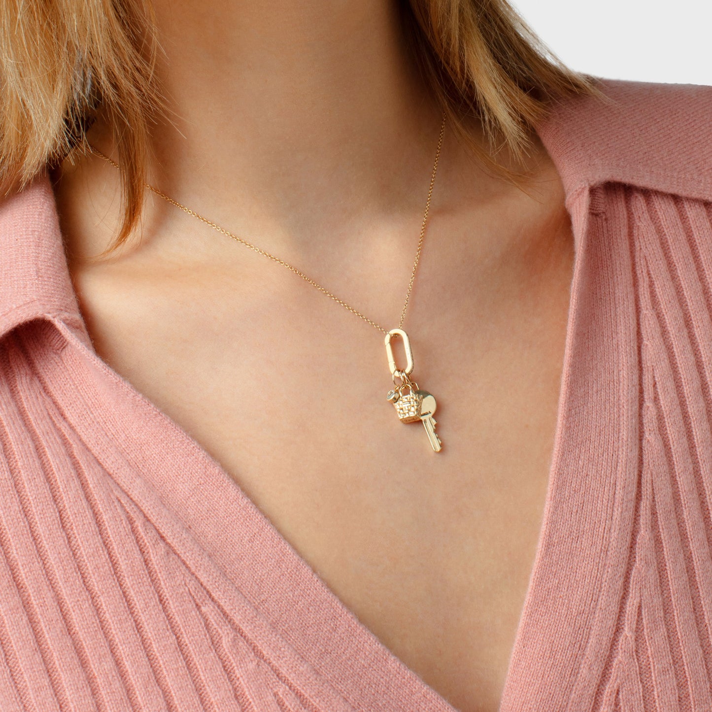 Bixby Basket Bag Charm - Yellow Gold