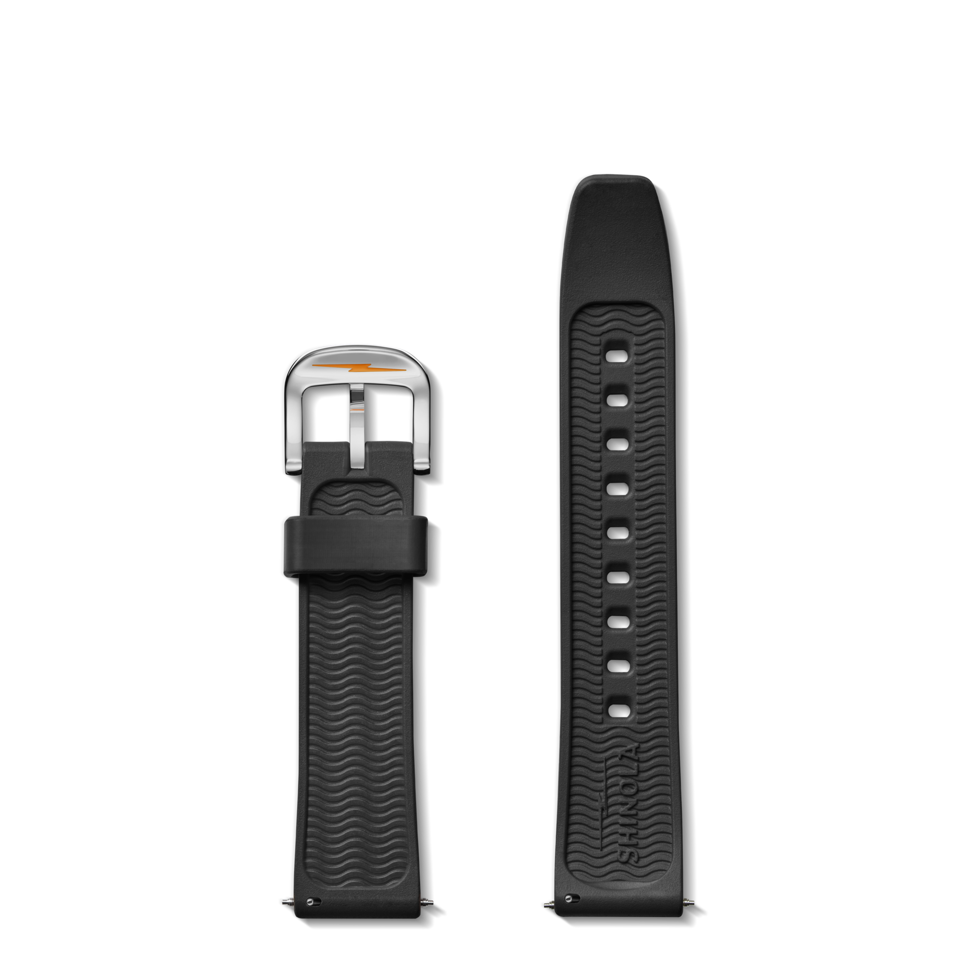 20mm Black Rubber Watch Strap - Black