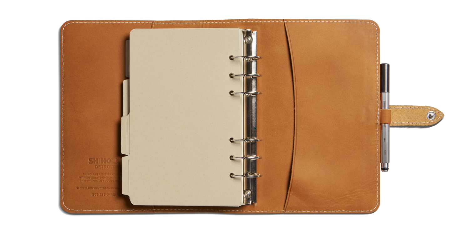Refillable Leather Agenda Cover - Chestnut