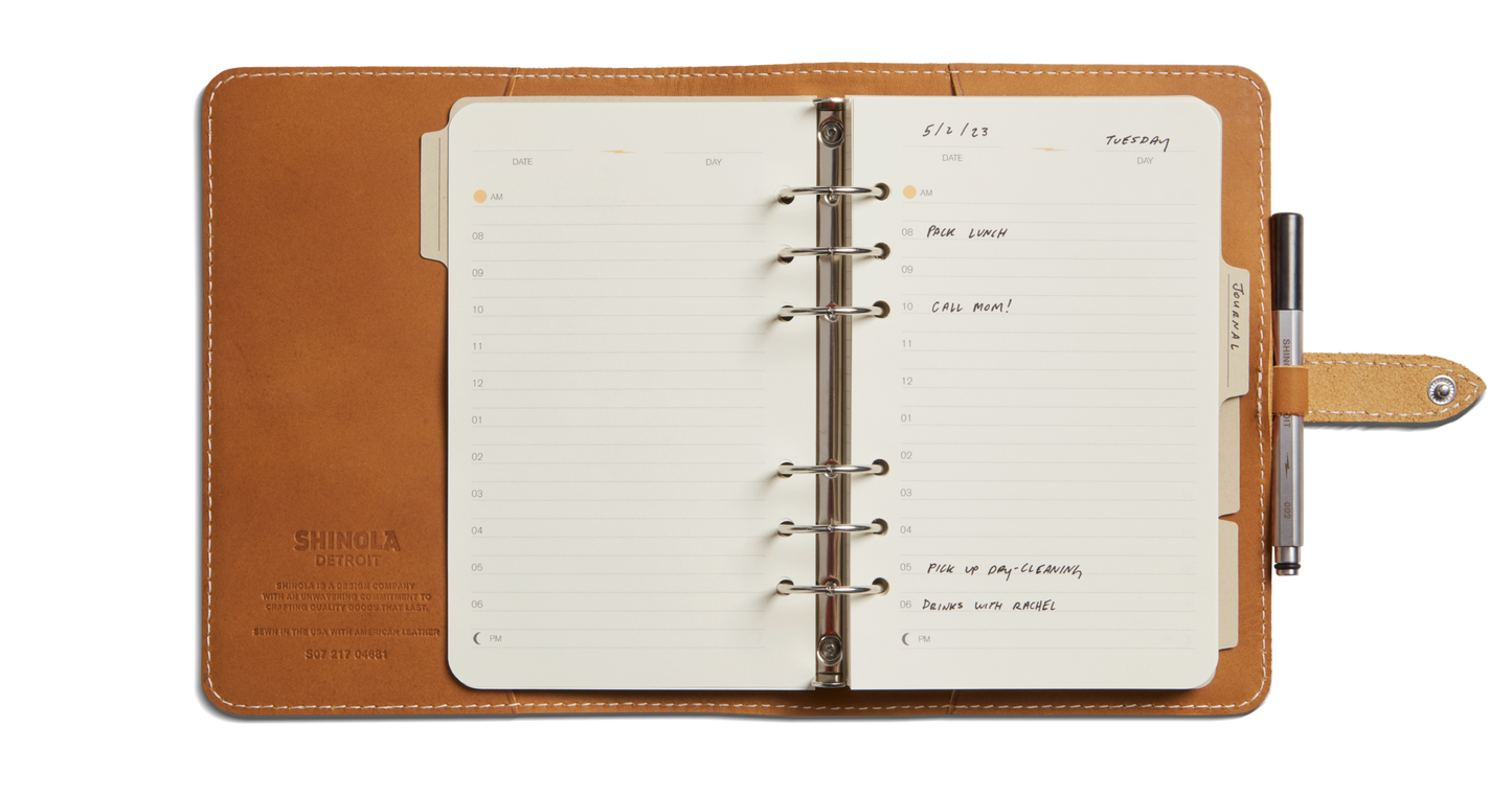 Refillable Leather Agenda Cover - Chestnut