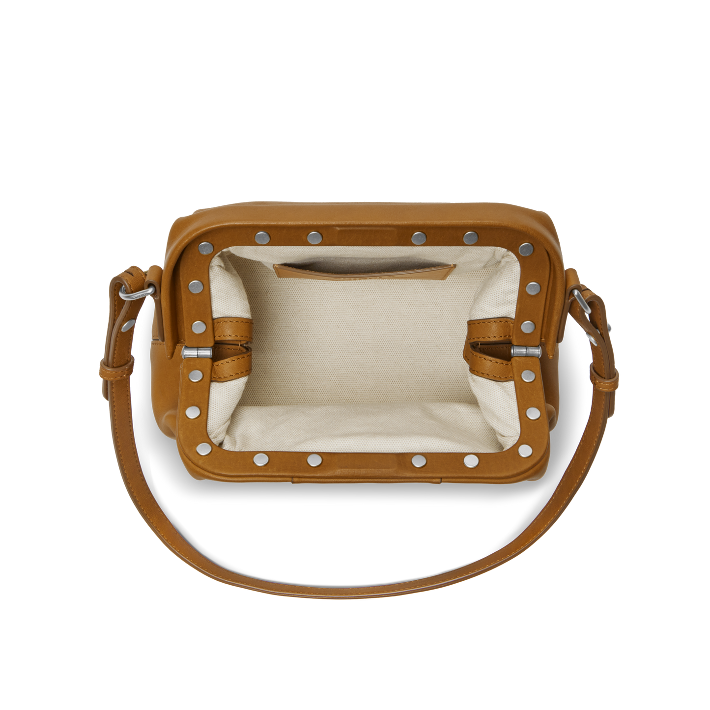 Rivet Frame Shoulder Bag - Tan