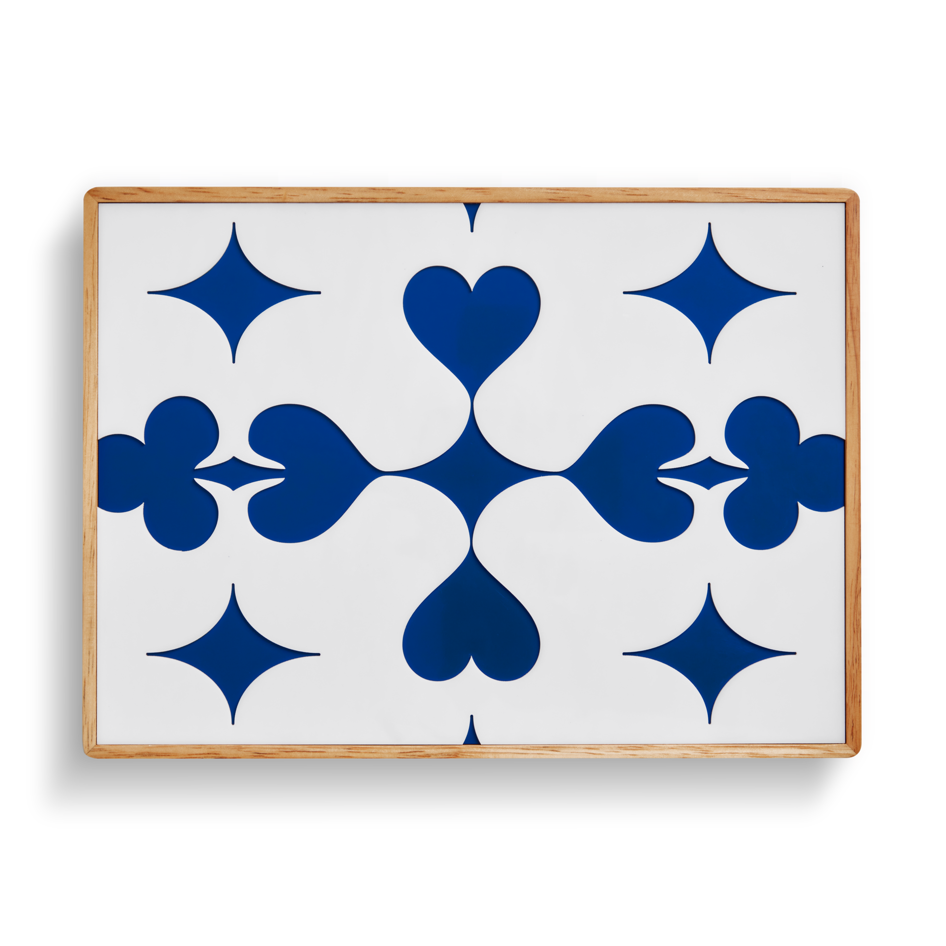 Lacquered Wood Poker Set - Cream / Blue