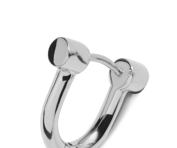 Bike Lock Huggie Earrings - Sterling Silver