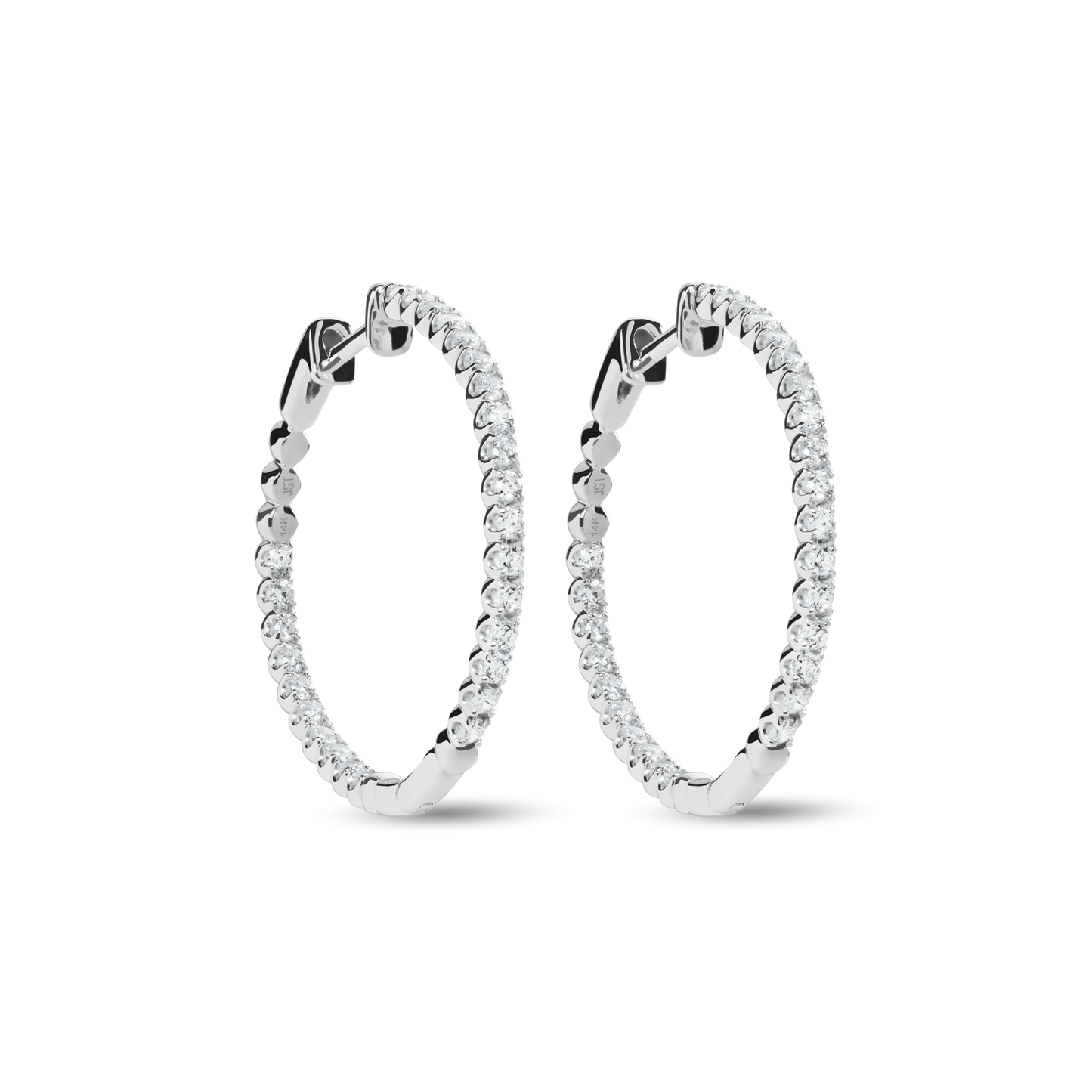 1 Carat Diamond Hoop Earrings - White Gold
