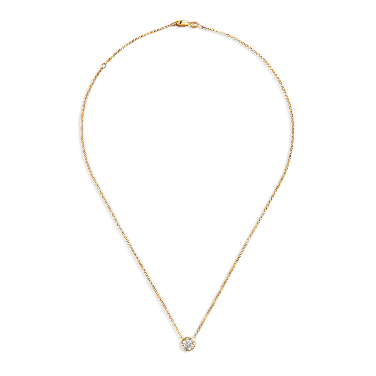 1 Carat Round Diamond Necklace - Yellow Gold