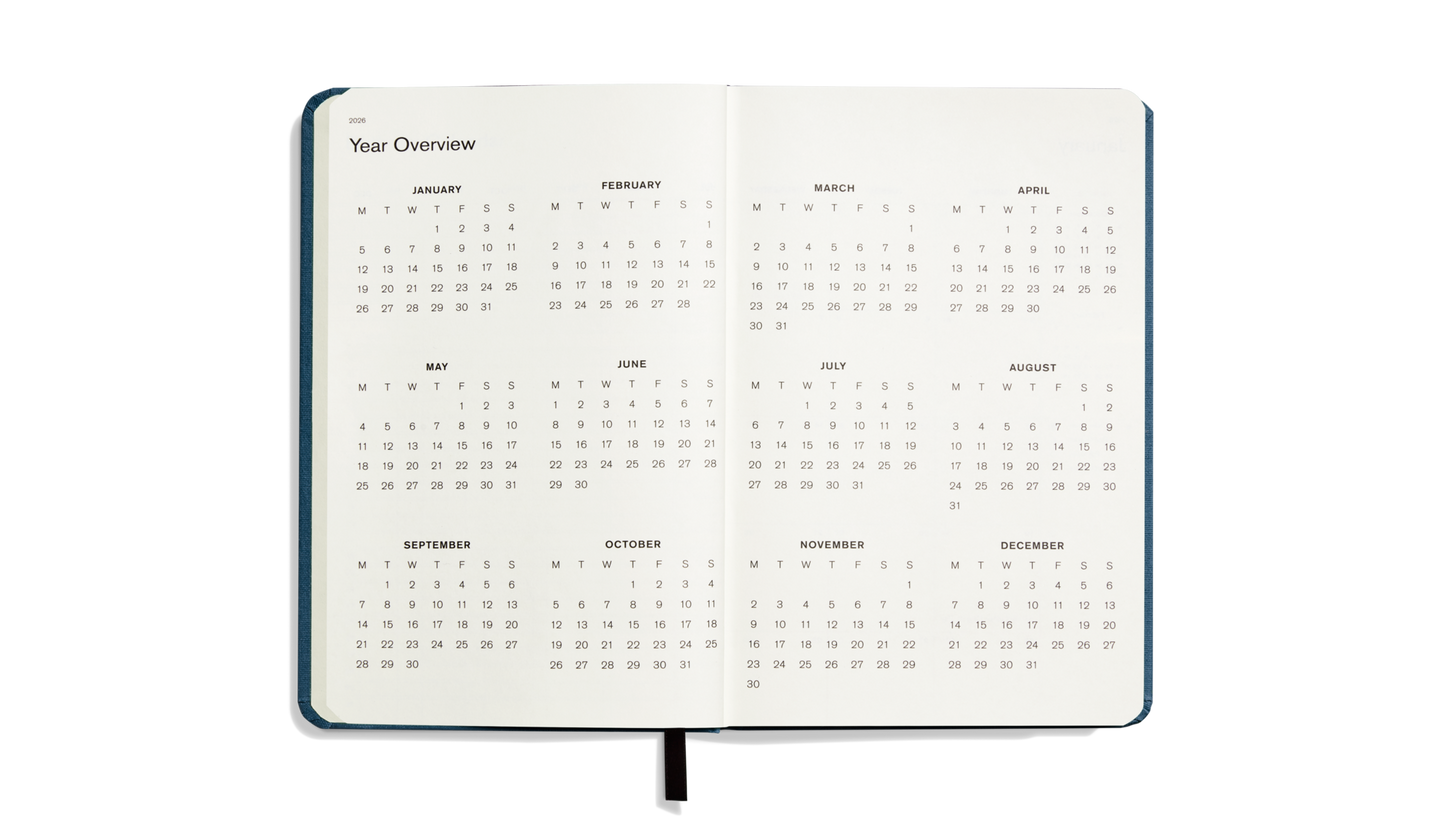 2026 12 Month Runwell Planner - Indigo