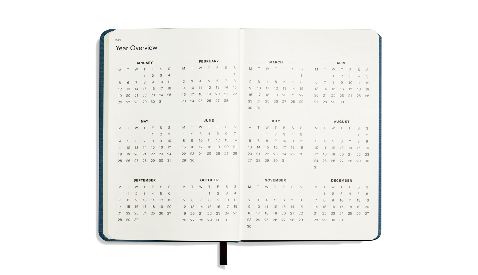 2026 12 Month Runwell Planner - Indigo