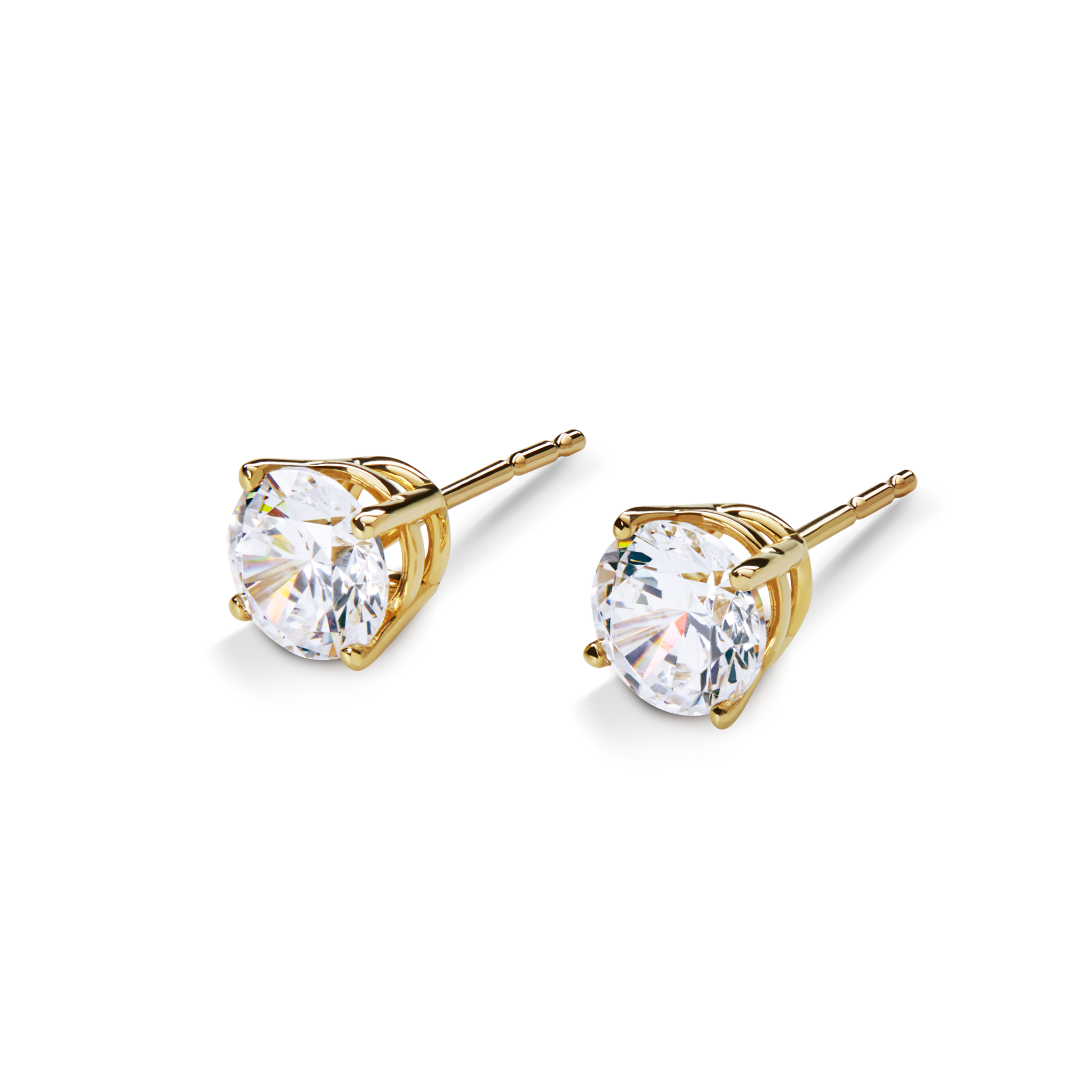 2 Carat Round Diamond Studs - Yellow Gold