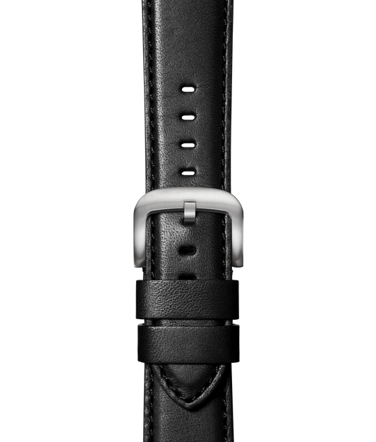24mm Black Leather Apple Watch Strap - Black