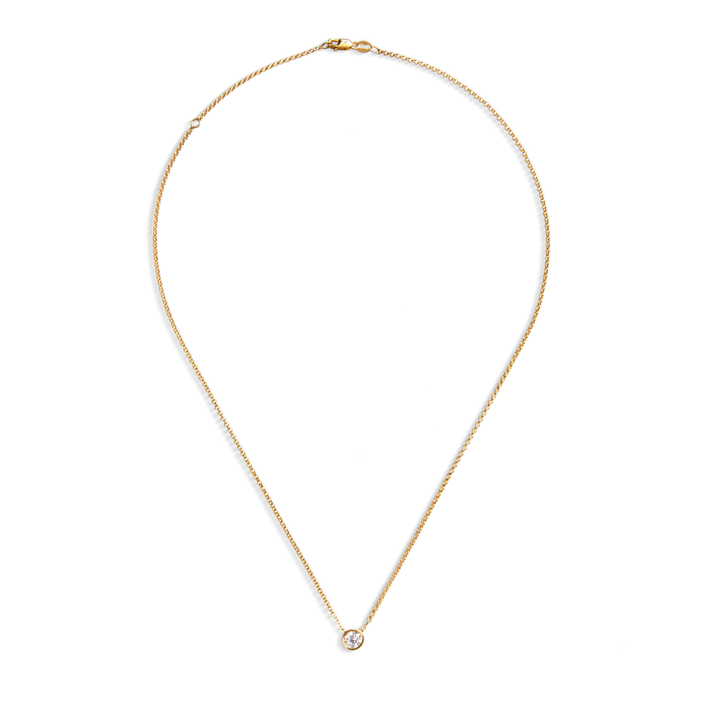 1/2 Carat Round Diamond Necklace - Yellow Gold