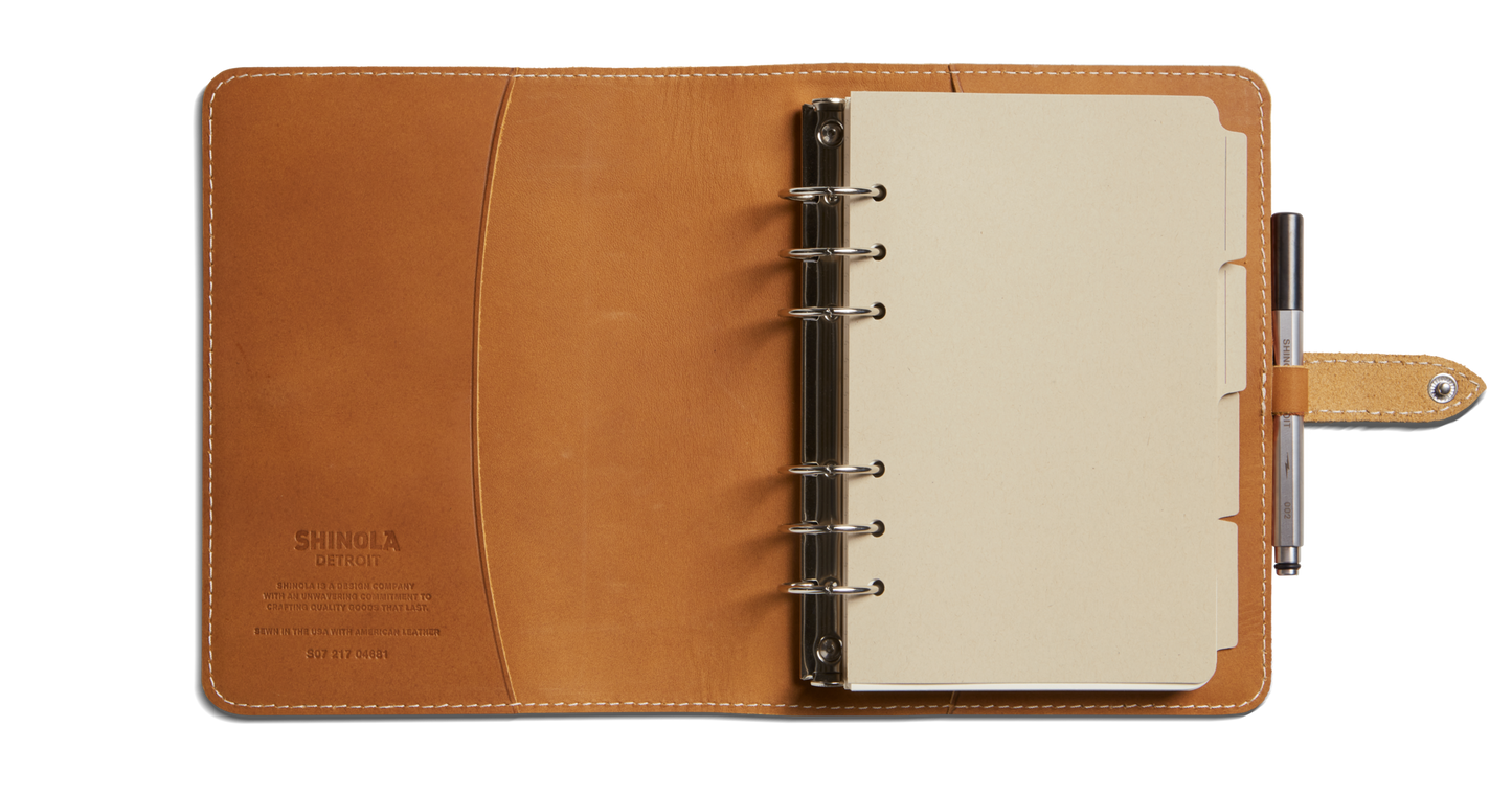 Refillable Leather Agenda Cover - Chestnut