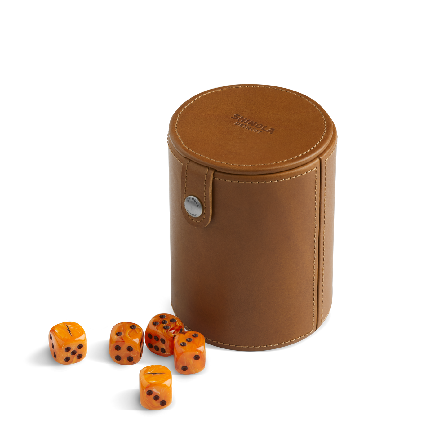 Leather Dice Set - Tan / Orange