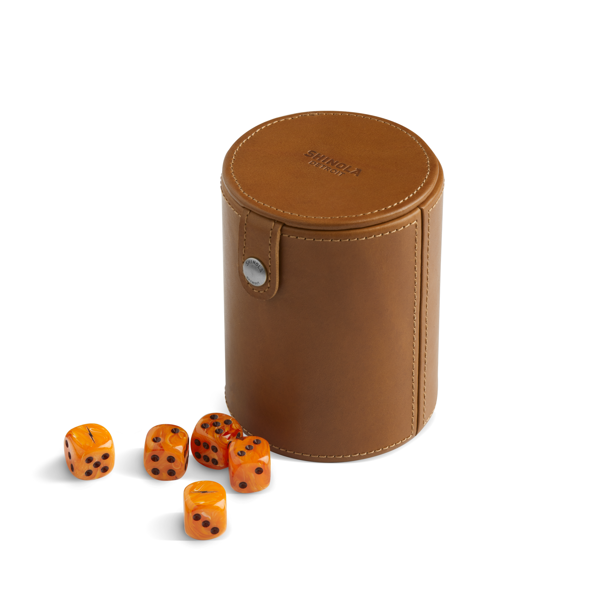 Leather Dice Set - Tan / Orange