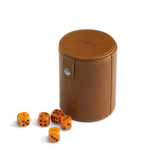 Leather Dice Set - Tan / Orange