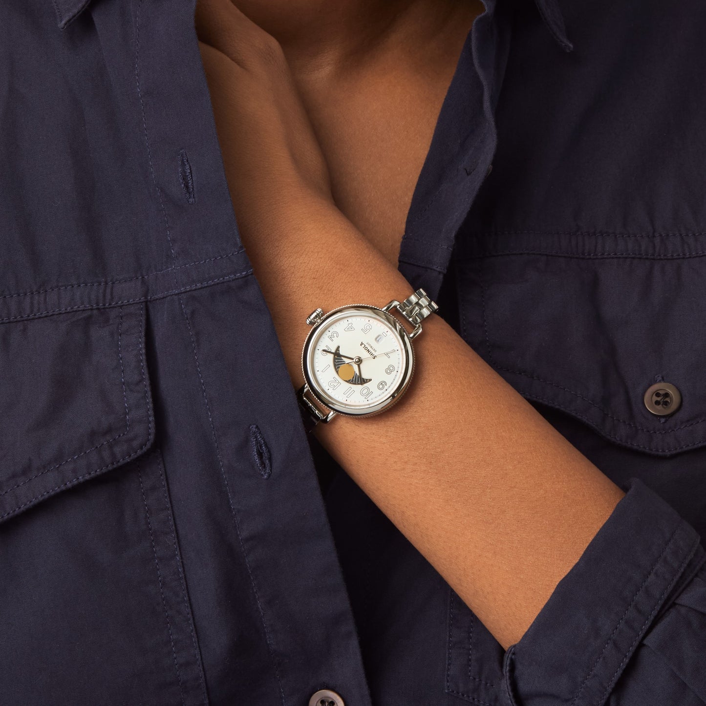 Birdy Moon Phase Watch - Light Silver