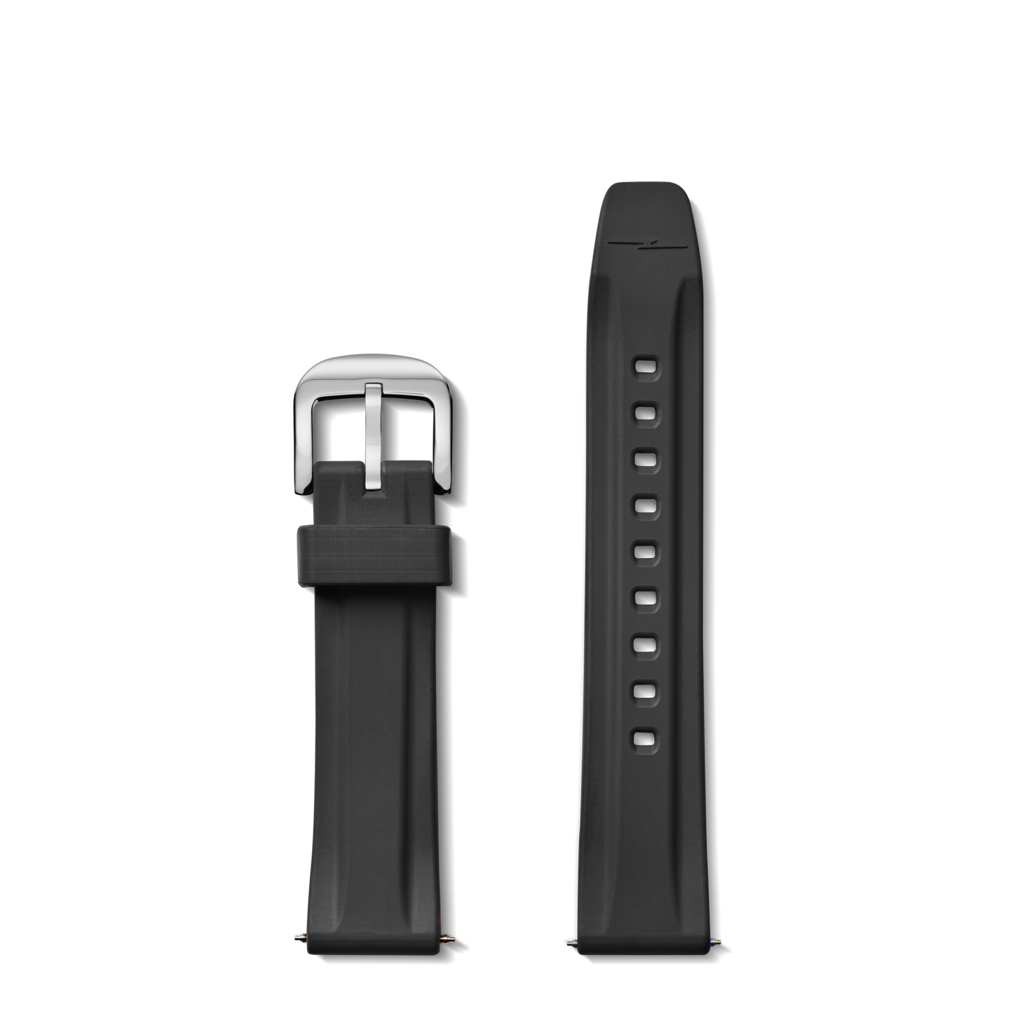 20mm Black Rubber Watch Strap - Black