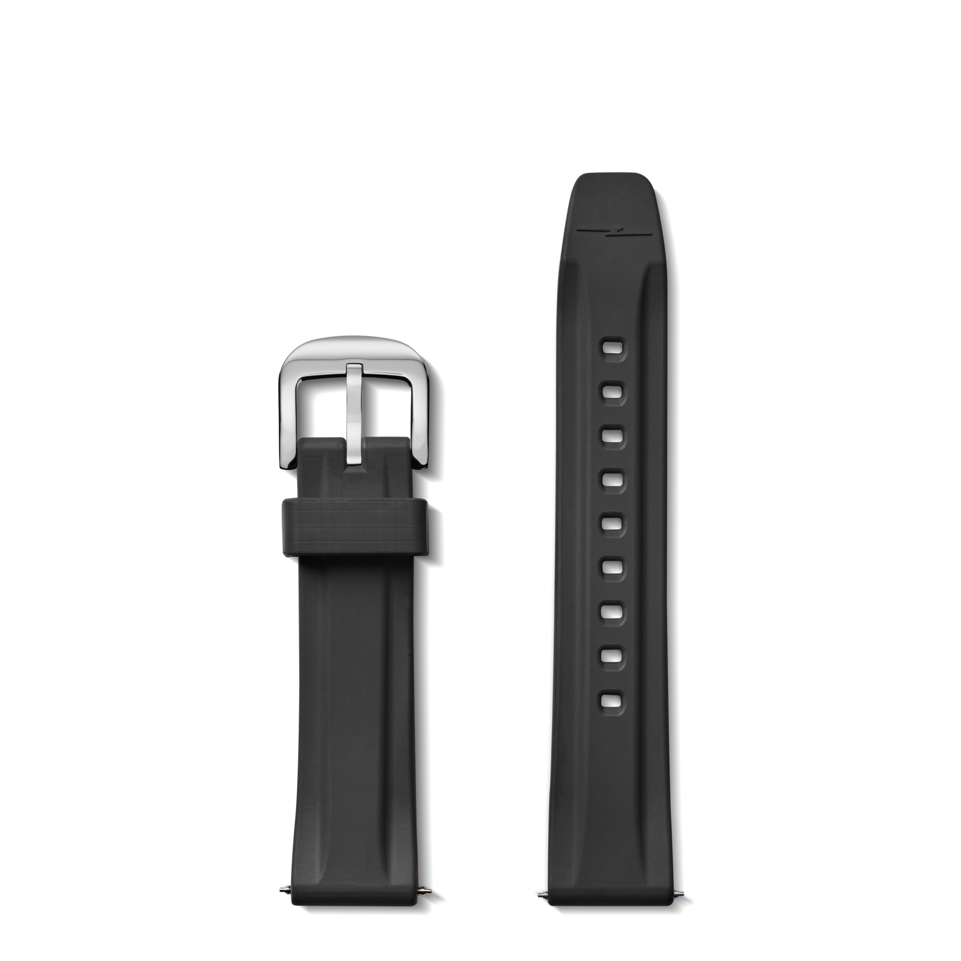 20mm Black Rubber Watch Strap - Black