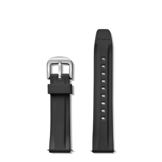 20mm Black Rubber Watch Strap - Black
