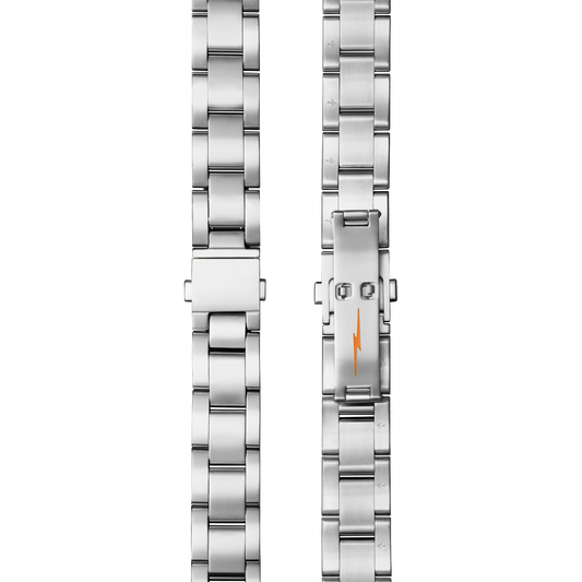 Bracelet: 18/13, Universal 3Link, Fold Over, PoSS - Brushed Stainless Steel / Polished Stainless Steel