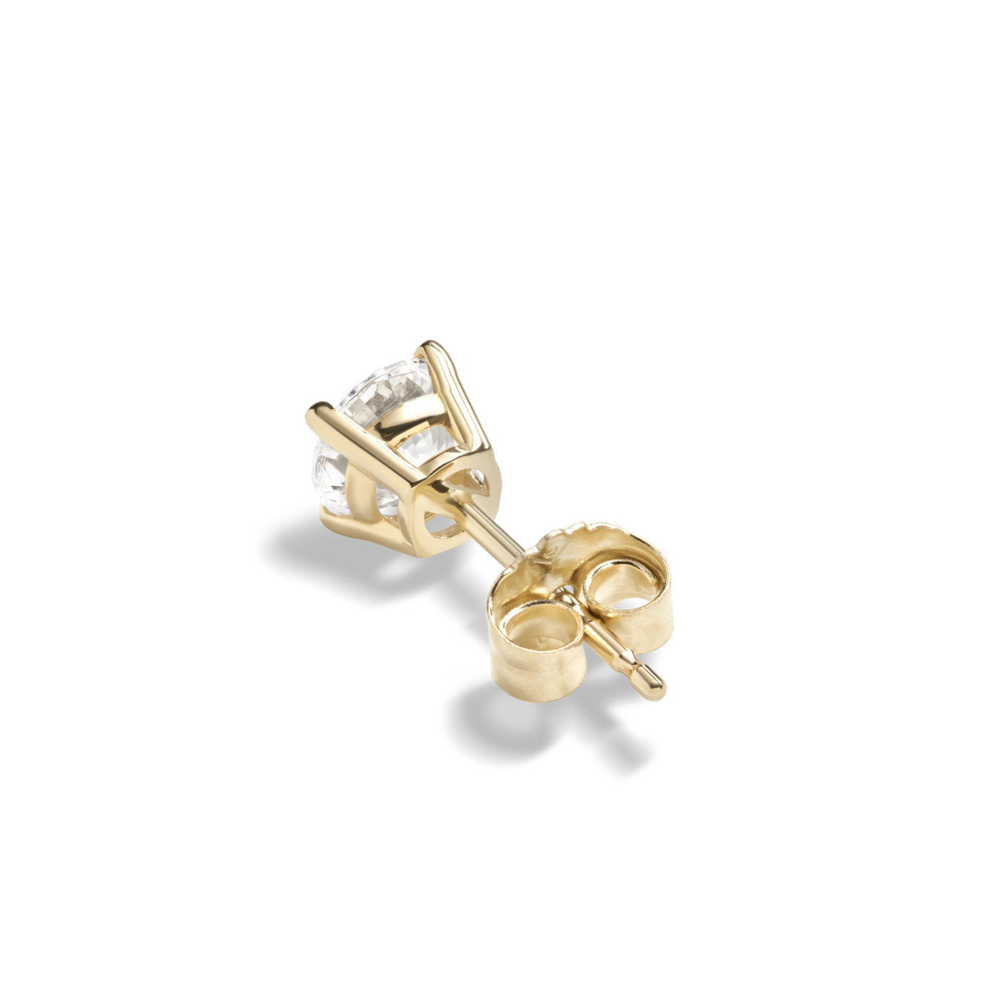 1 Carat Round Diamond Studs - Yellow Gold