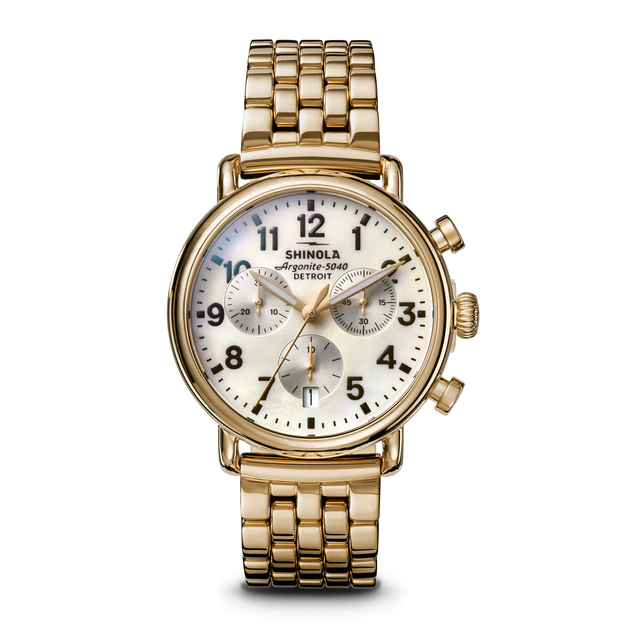 Runwell Chronograph Watch - MOP Gold Bracelet Runwell Chronograph Watch - MOP Gold Bracelet