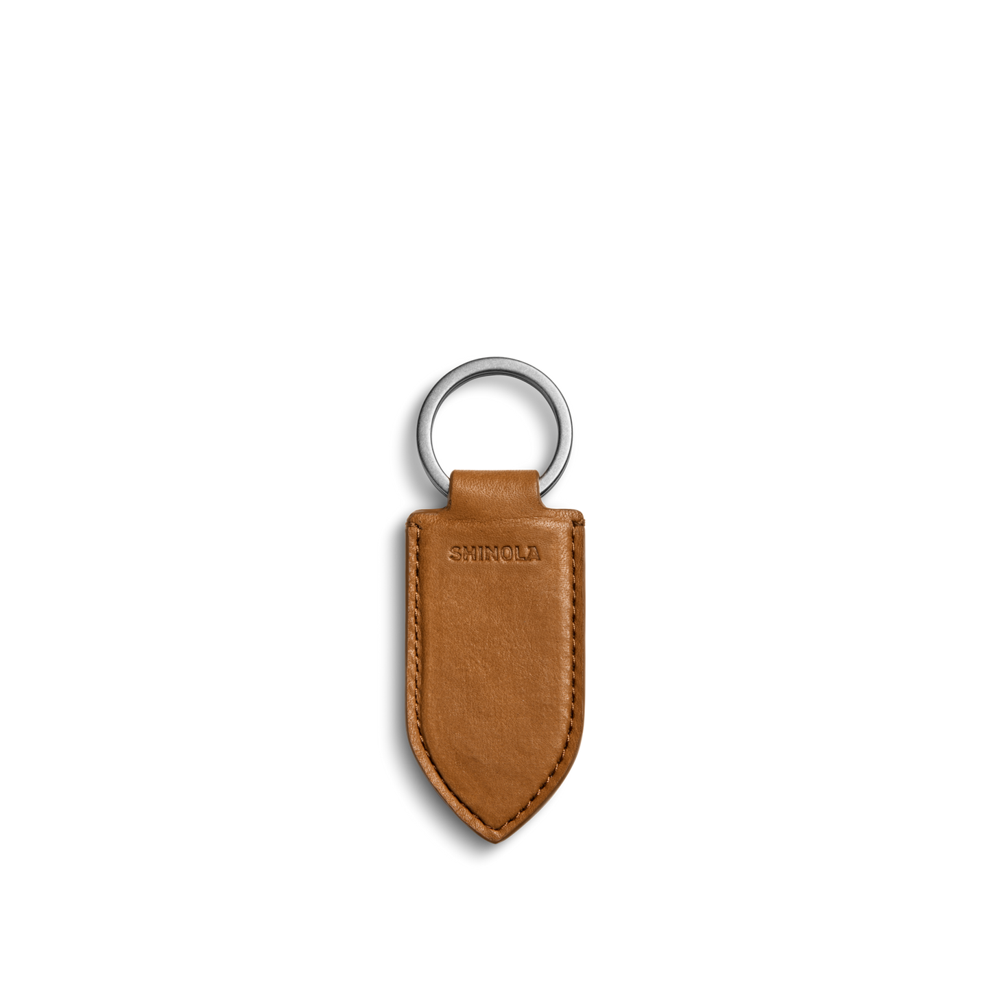 Leather Monogram Key Fob - Tan