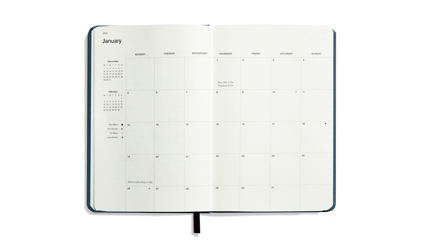 2026 12 Month Runwell Planner - Indigo