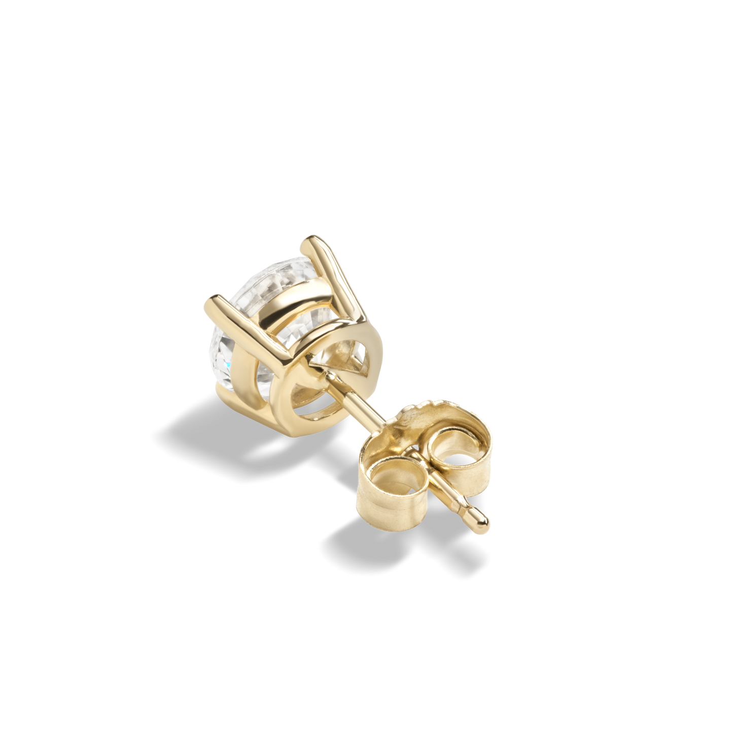 1 1/2 Carat Round Diamond Studs - Yellow Gold