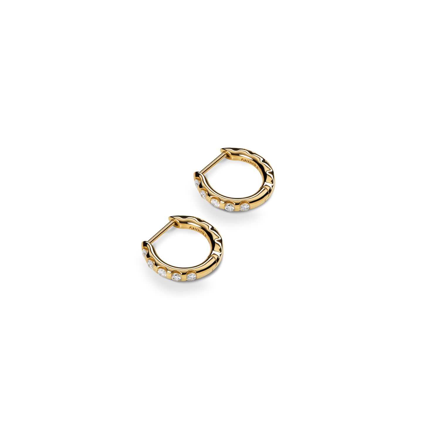 Diamond Petite Round Huggie Earrings - Yellow Gold