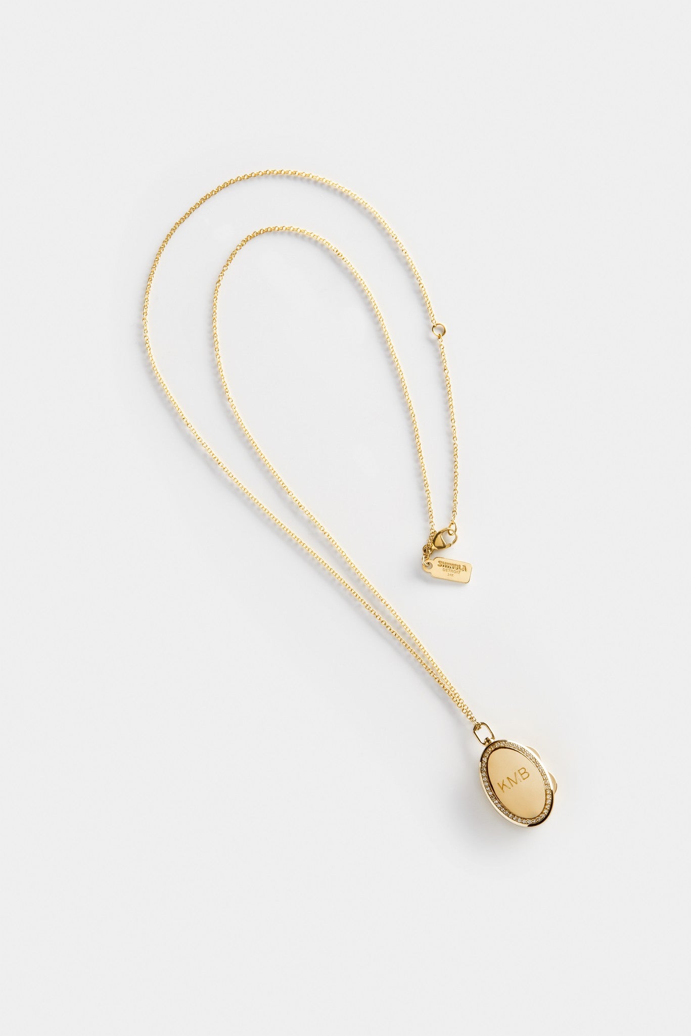 Diamond Oval Locket Necklace - Yellow Gold