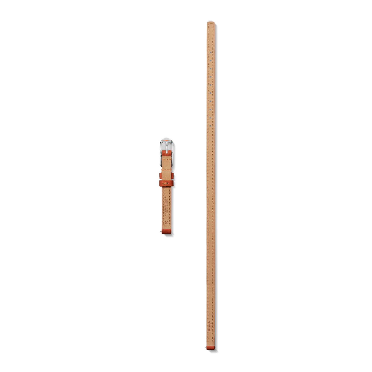 8mm Orange Leather Watch Strap - Orange