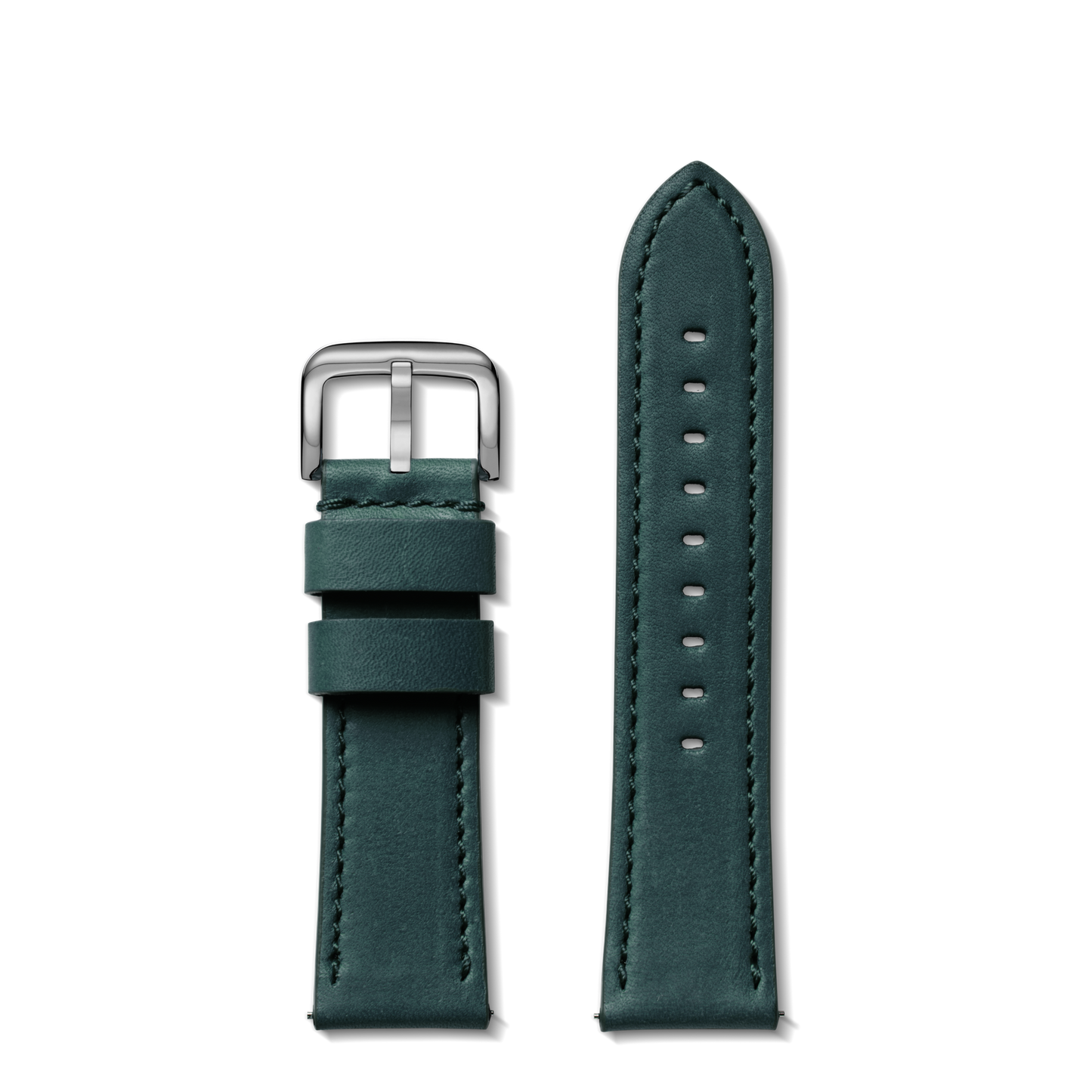 24mm Green Leather Watch Strap - Green