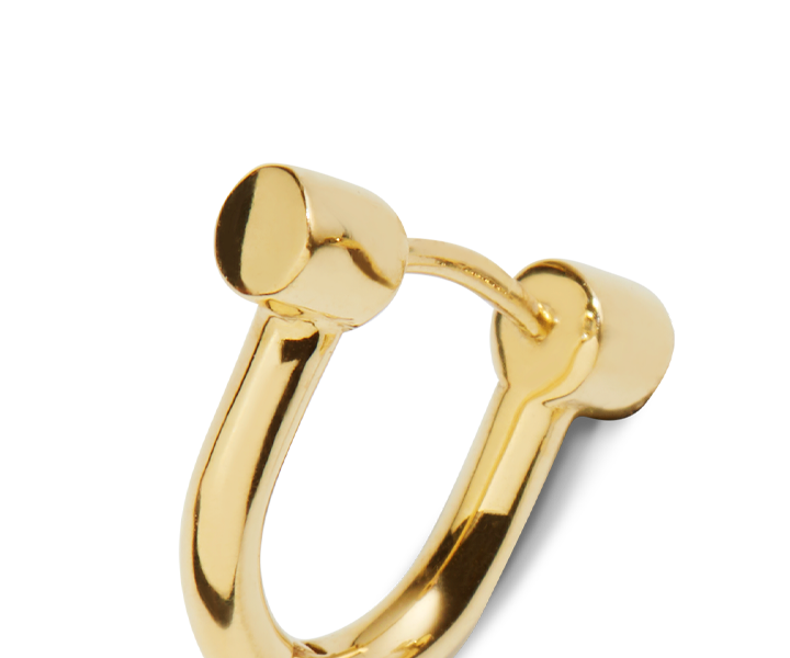 Bike Lock Huggie Earrings - Yellow Gold