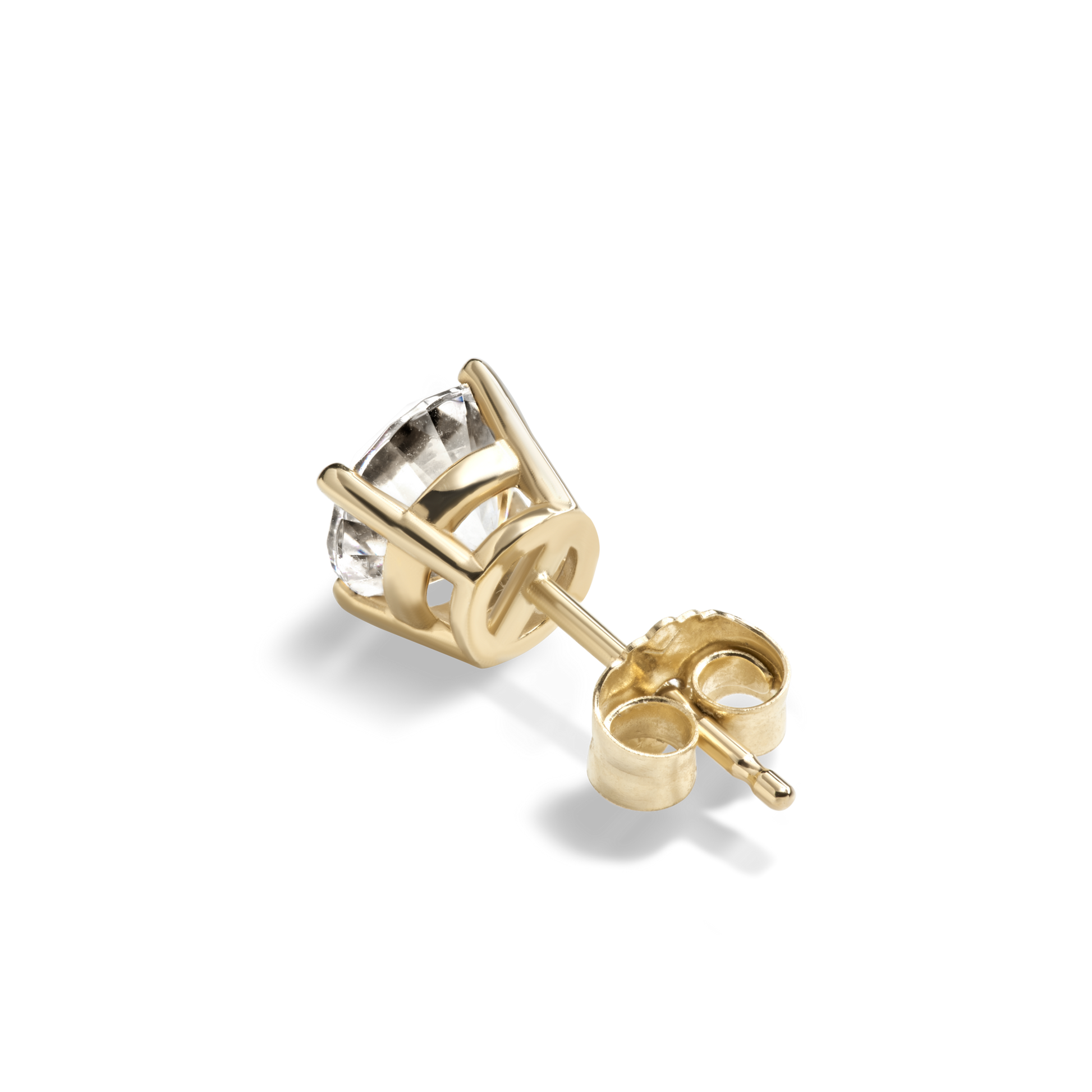 2 Carat Round Diamond Studs - Yellow Gold