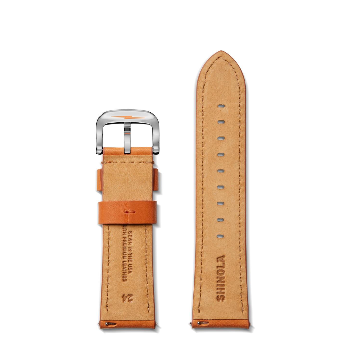 24mm Tangerine Leather Watch Strap - Tangerine