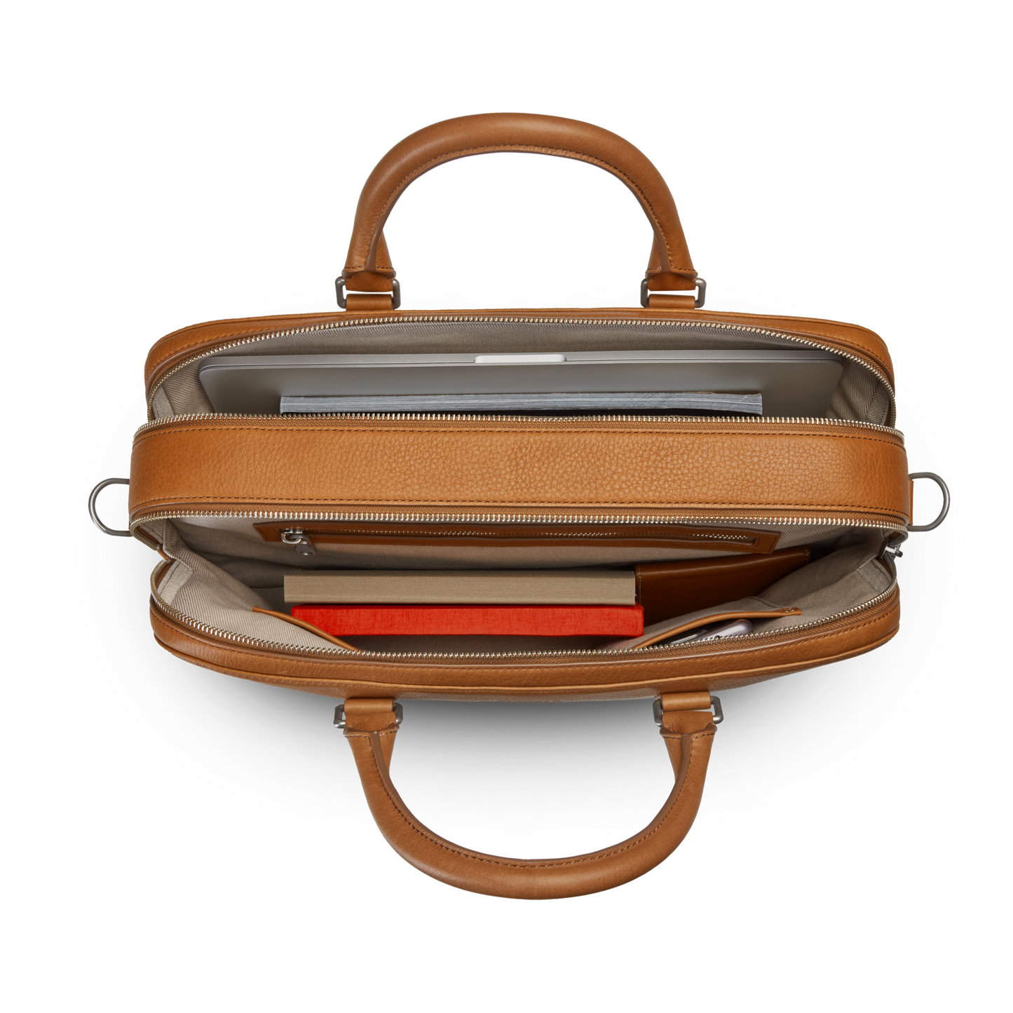 Double Zip Briefcase - Tan
