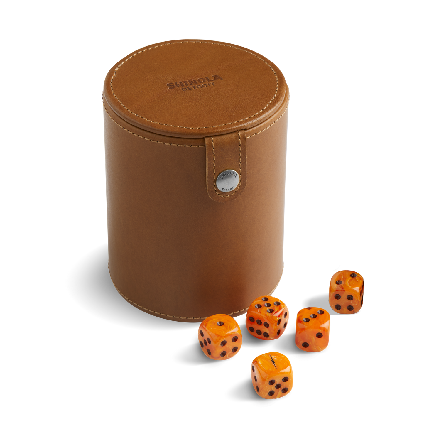 Leather Dice Set - Tan / Orange