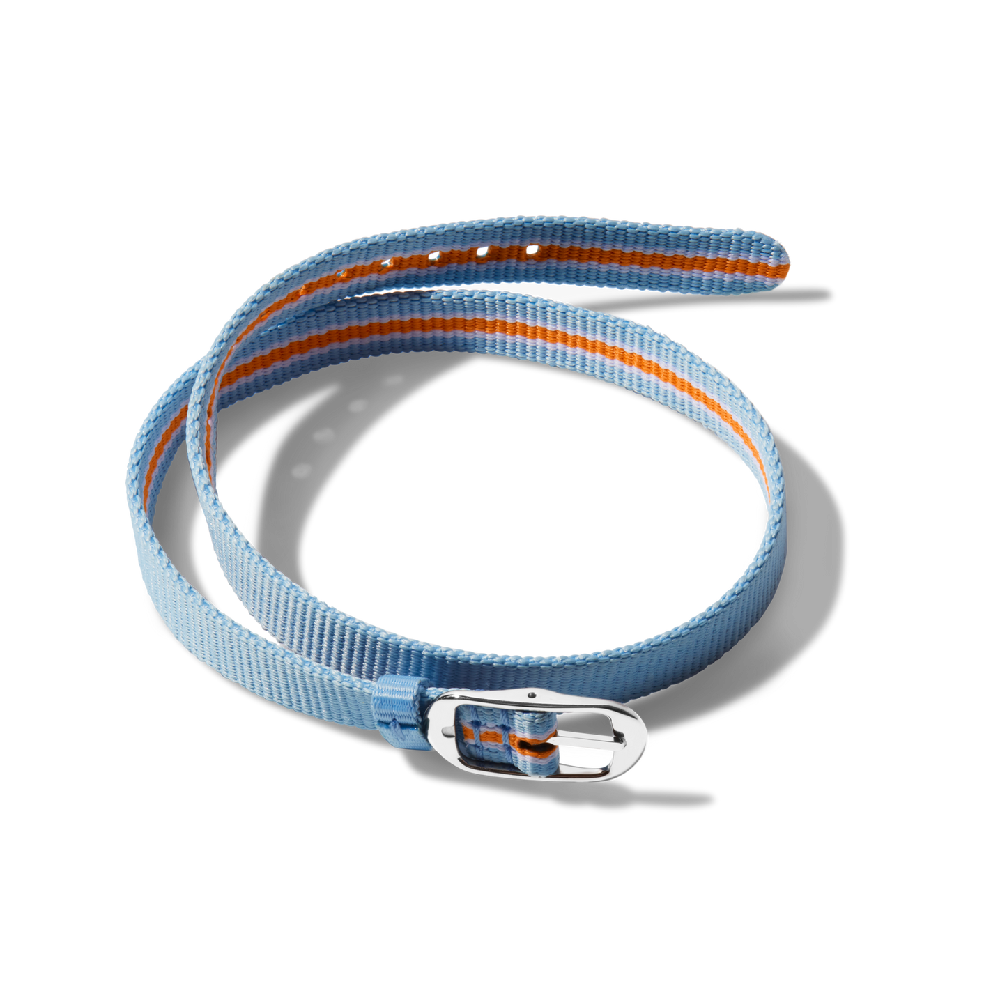 10mm Light Blue/White/Orange Nylon Watch Strap - Bourbon / Ochre / Black