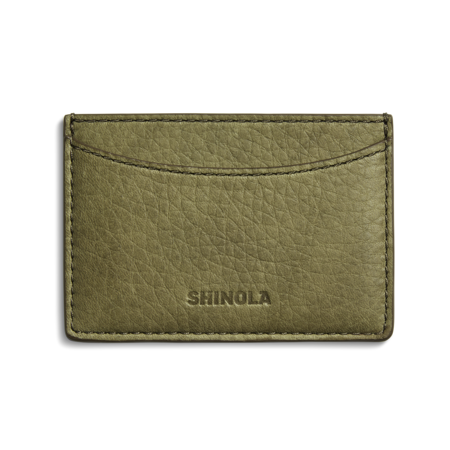Leather 3 Pocket Card Case - Olive