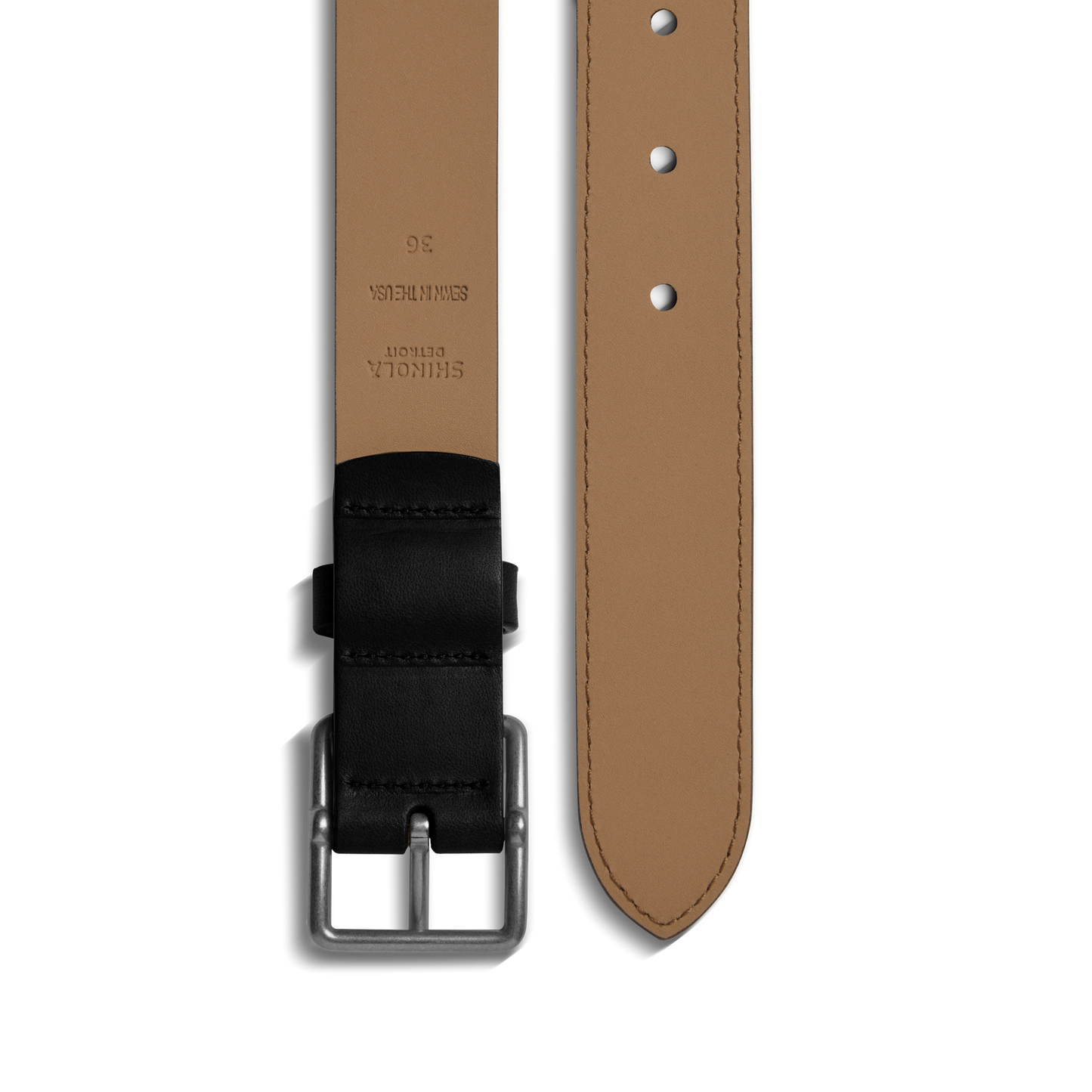 1 1/4" Center Bar Buckle Belt - Black