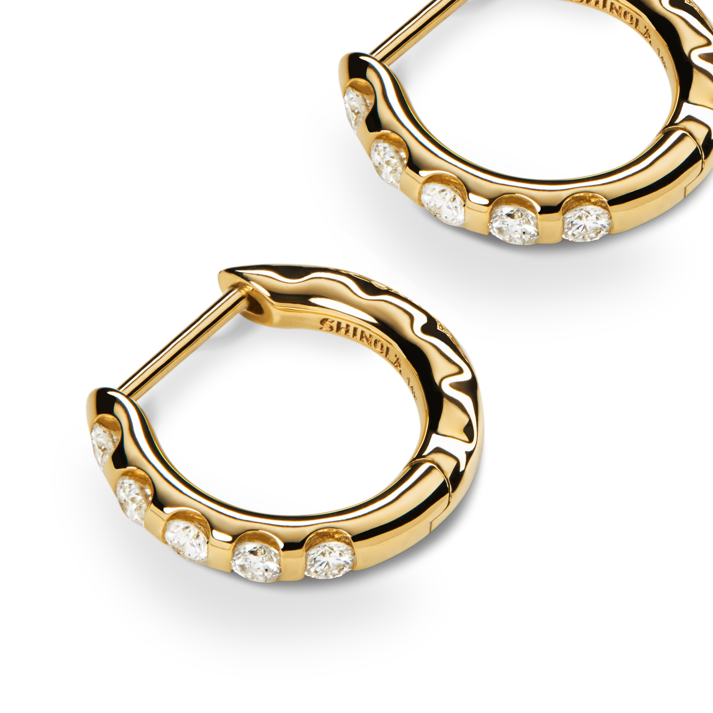 Diamond Petite Round Huggie Earrings - Yellow Gold