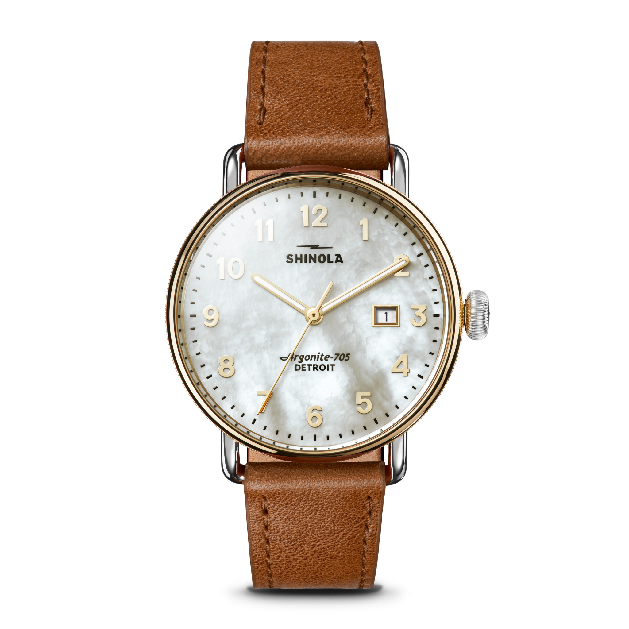 Canfield Watch - MOP Tan Leather Strap