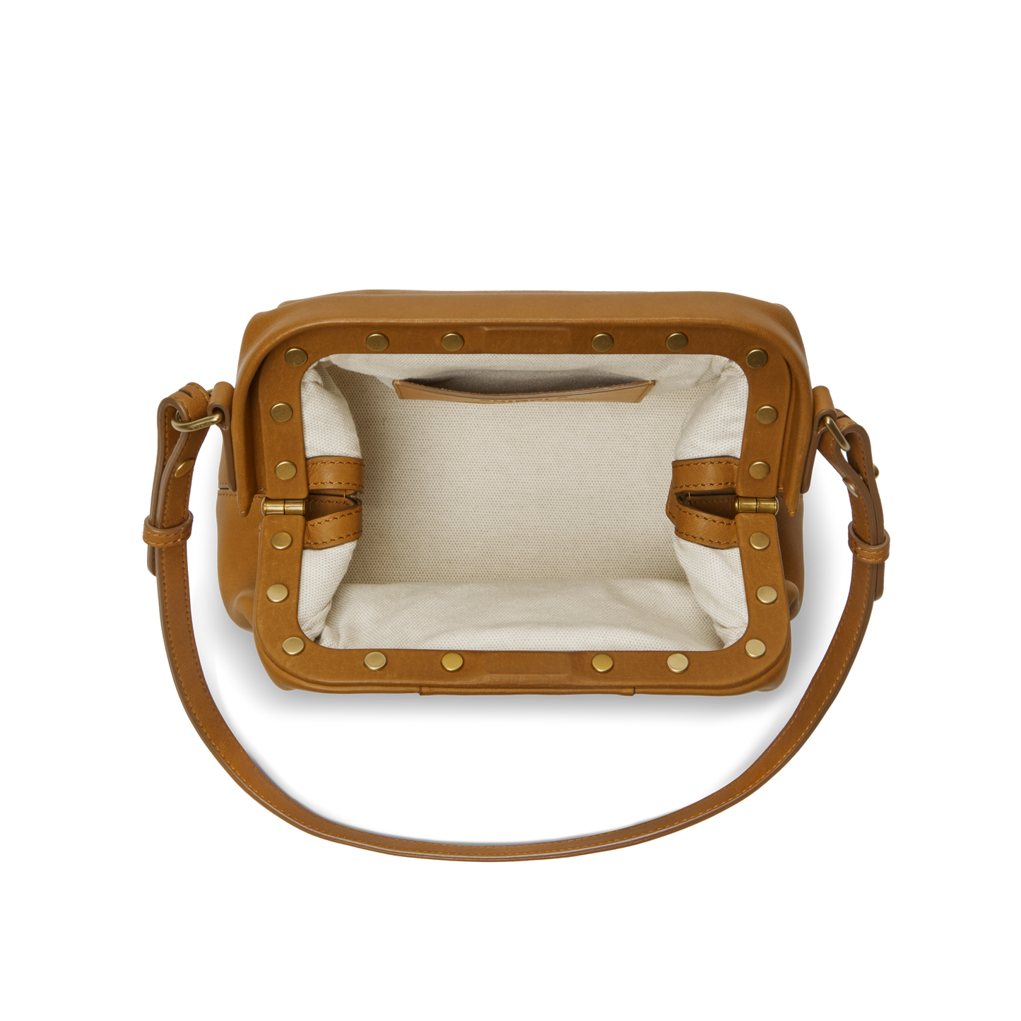 Rivet Frame Shoulder Bag - Tan